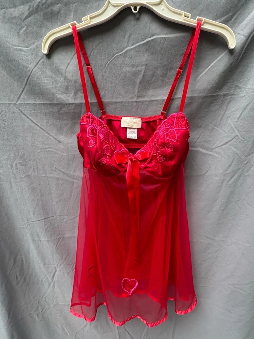 Vintage Lingerie Babydoll Top with Heart Embroidery Inner Most by Sears